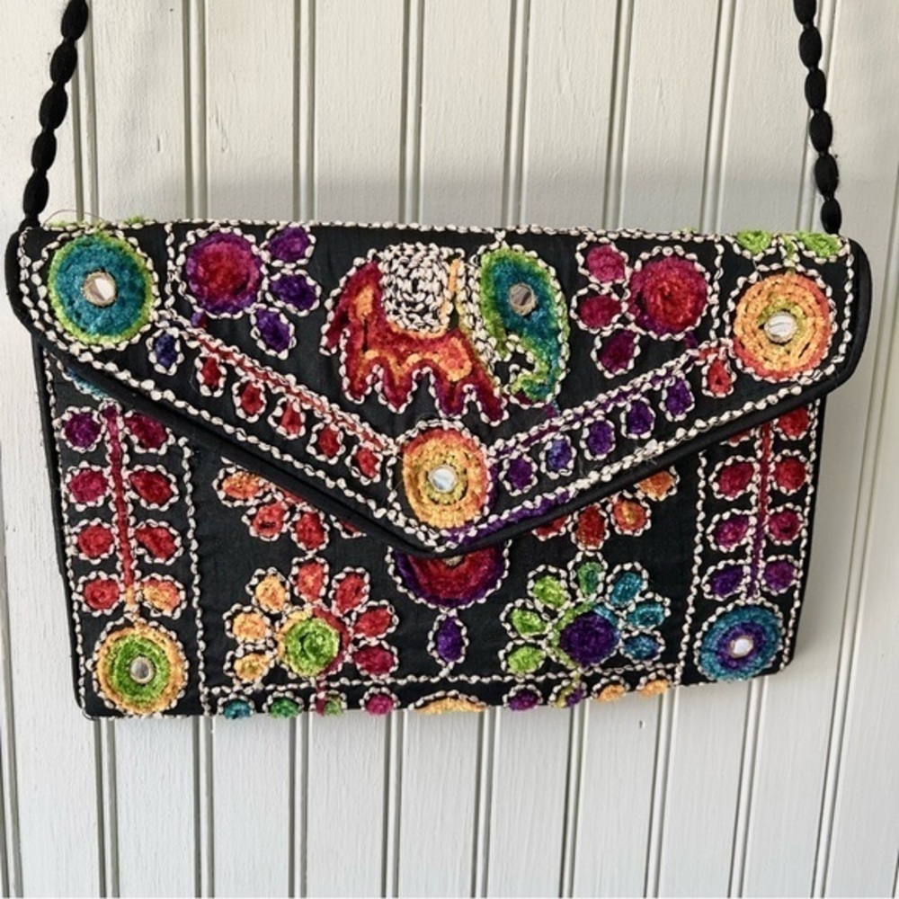Boho Embroidered Colorfull 3D Envelope Crossbody Bag Eclectic
